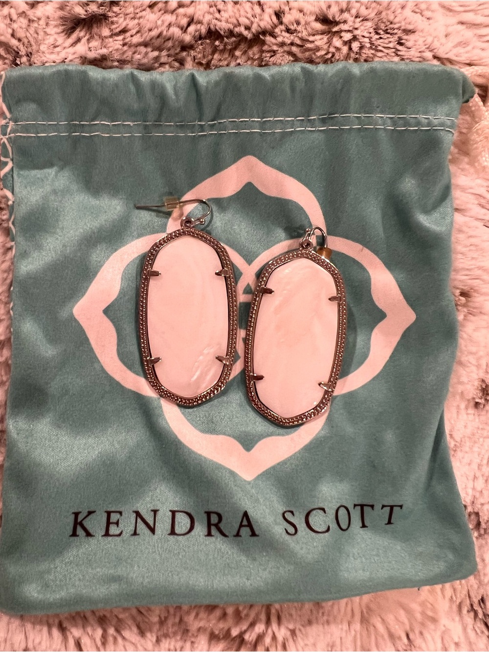 Kendra Scott White Oval Stone Drop Earrings